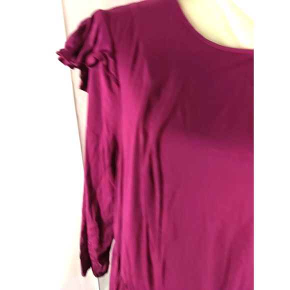 Torrid Swing Dress Sz 1 Cranberry Ruffled Peasant Keyhole Boho Cottage - Picture 5 of 7